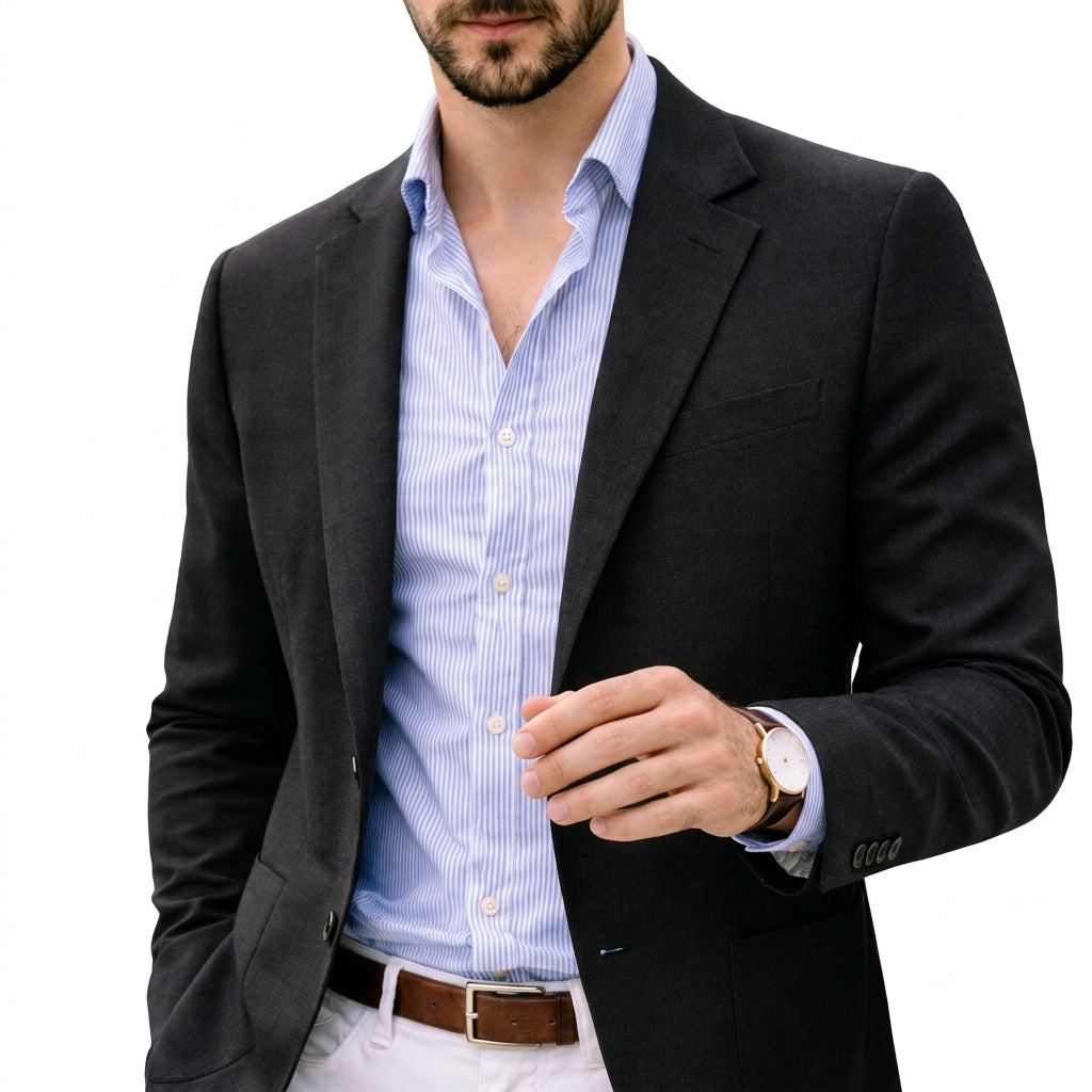Men's Knit Blazer with Notch Lapel - image 7