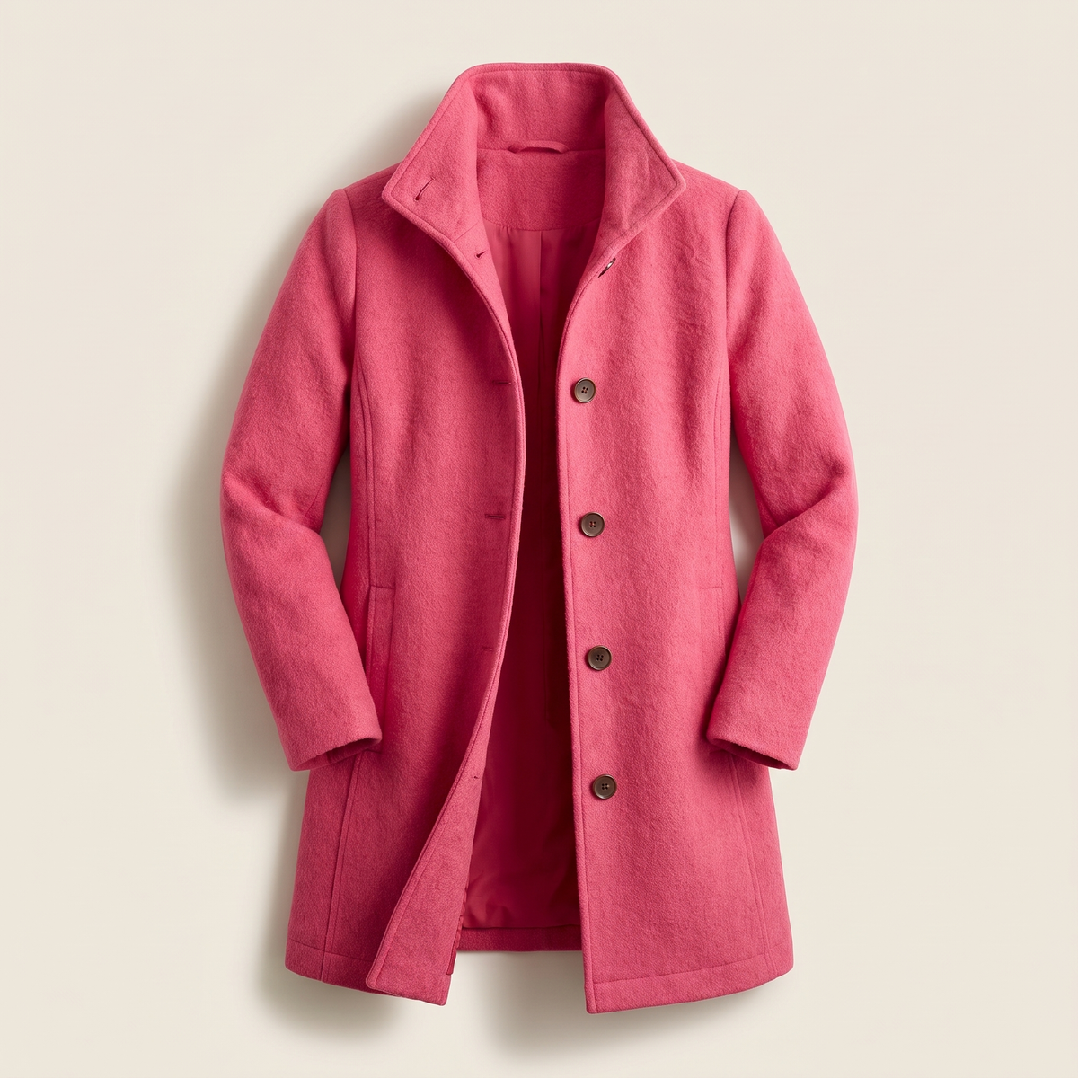 Women's Wool Look Straight Cut Coat with Button Front - image 14