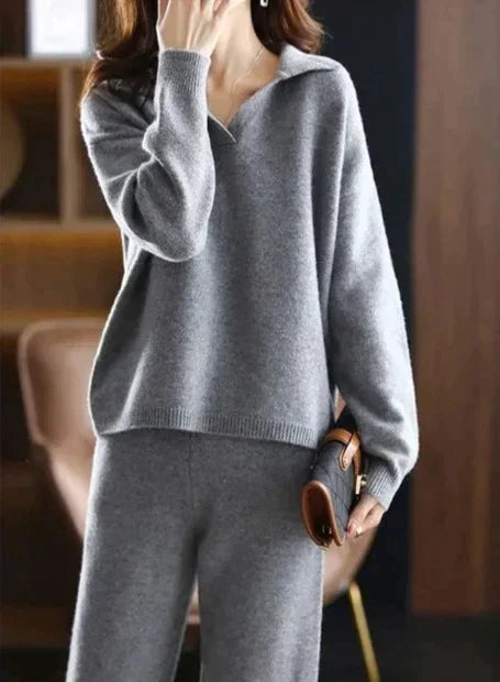 Women's Oversized Polo Collar Knit Jumper and Trousers Lounge Set - image 6
