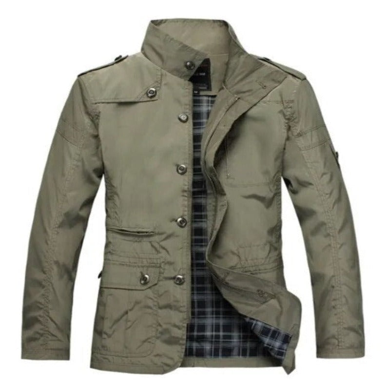 Men's Winter Jacket with Zip and Button Fastening and Multiple Pockets - image 4