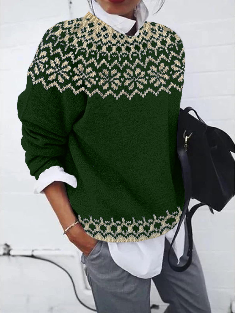 Women's Icelandic Style Jacquard Knit Jumper - image 3