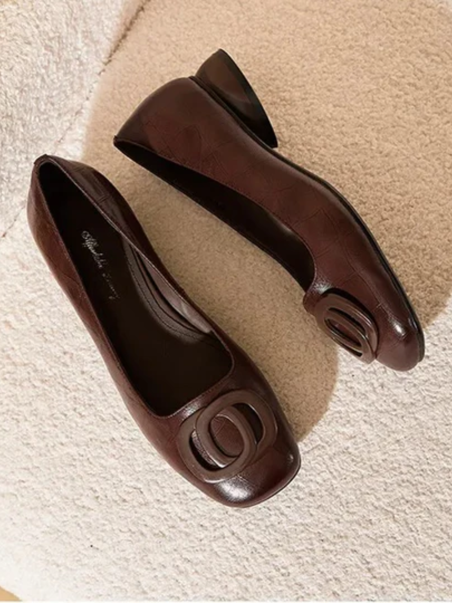 OPIUM | Leather Ballerinas with Square Toe