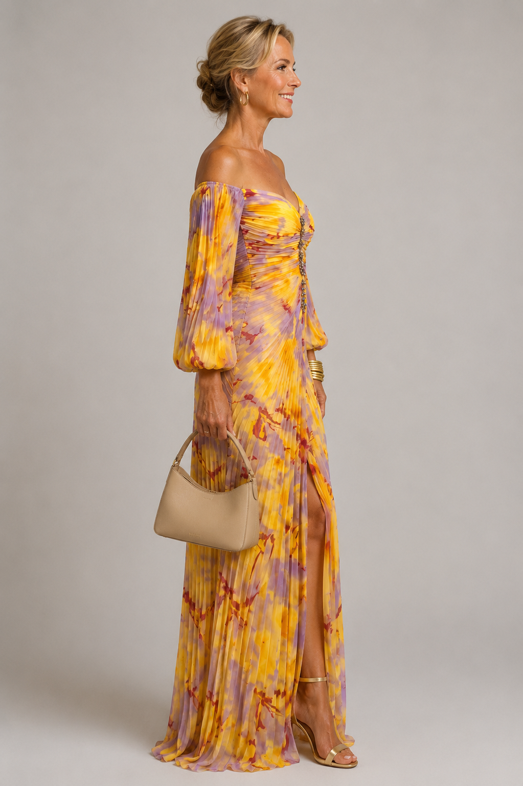Marielle | Long Floral Dress with Deep Neckline
