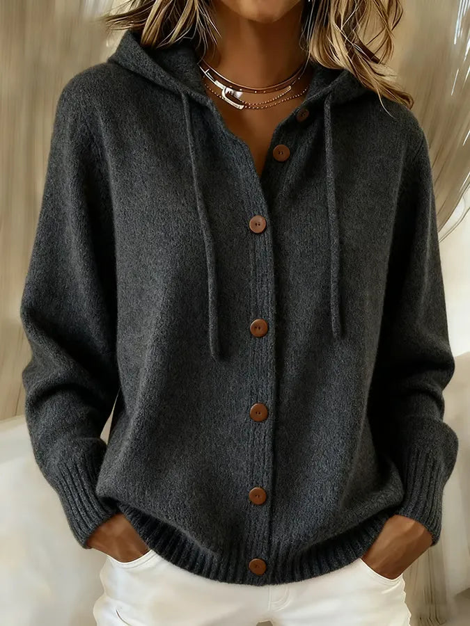 Begoña | Hooded Knit Jacket with Buttons