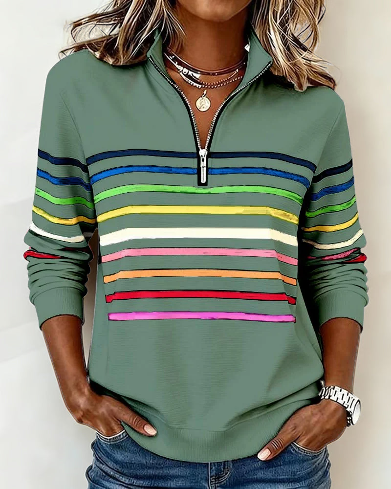 Women's Multicolour Striped Pullover Jumper - image 4