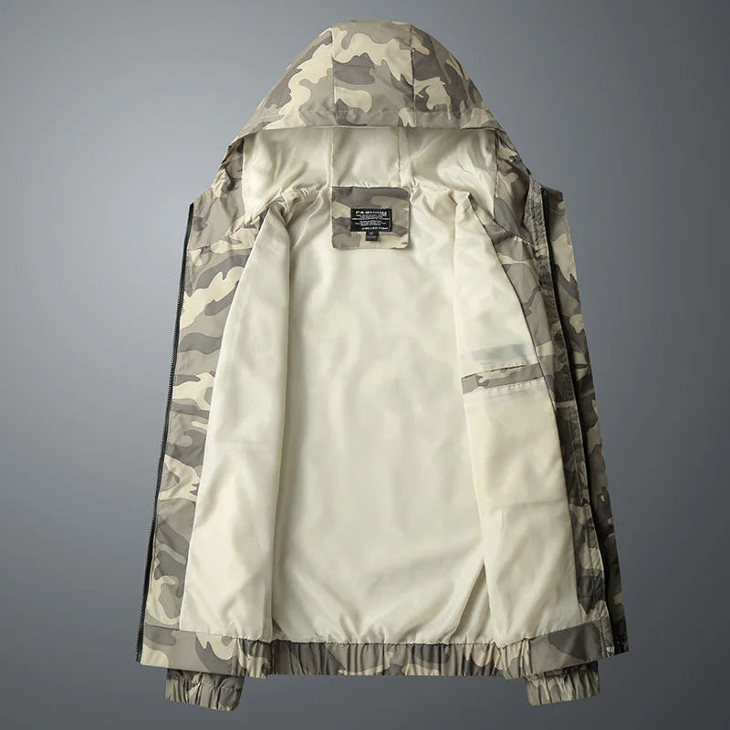 Men's Camo Hooded Jacket with Full Zip and Side Pockets - image 6