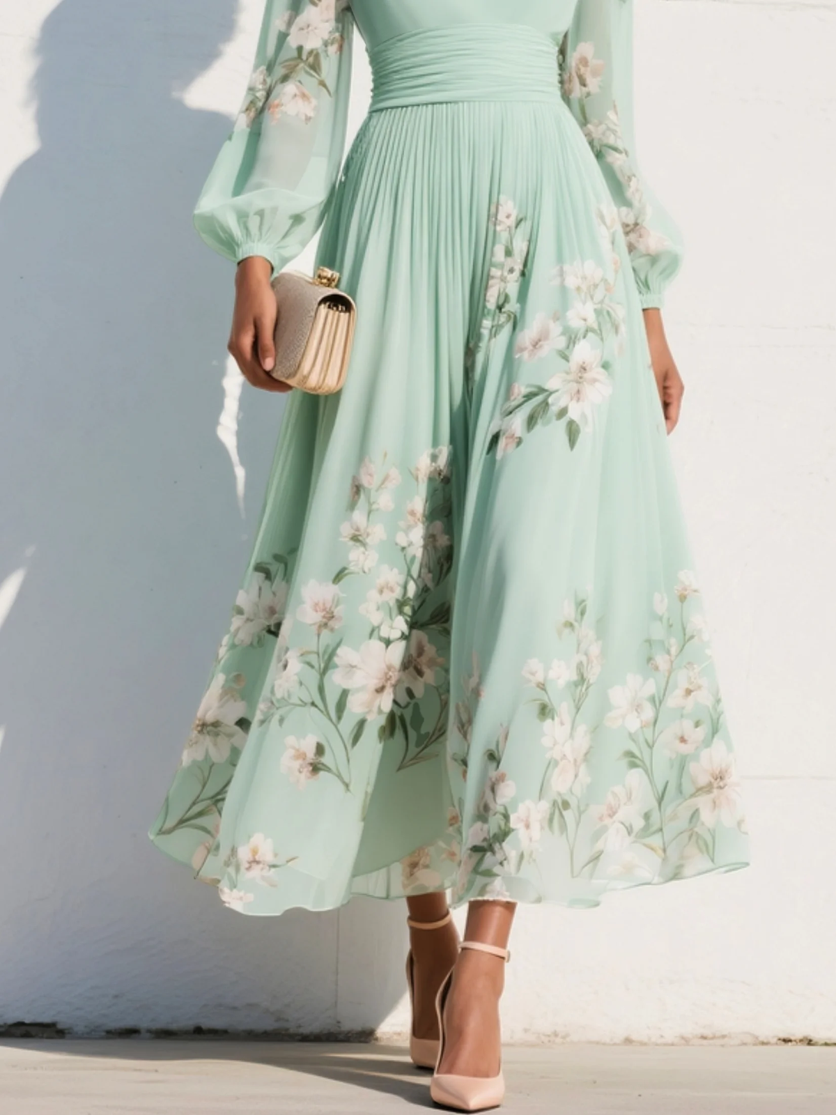 Women's V-Neck Floral Midi Dress - image 5