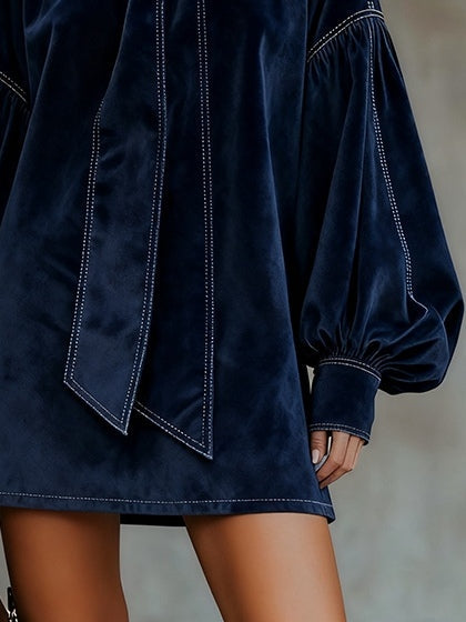 Tiphaine | Mini Velvet Dress with Bow