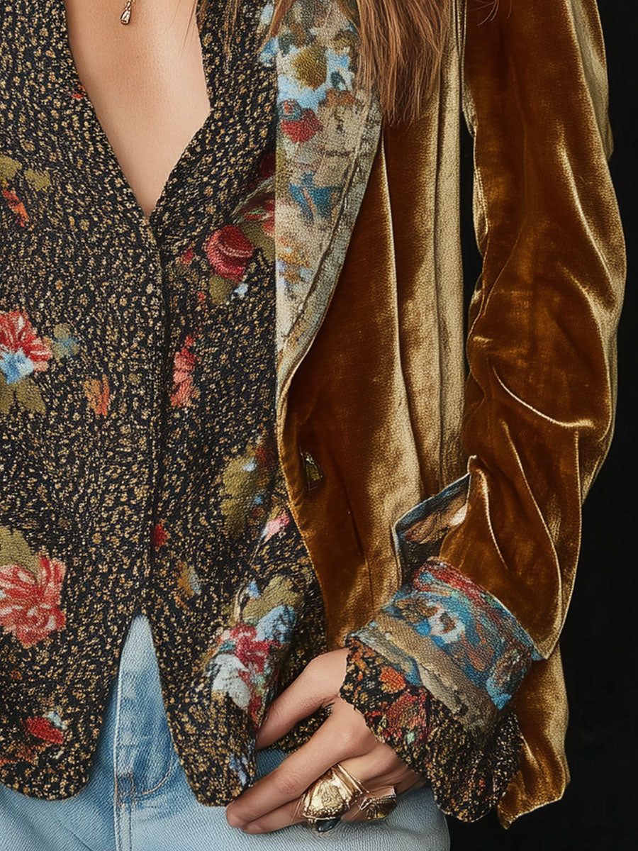Marcelline | Vintage Floral Print Patchwork Blazer