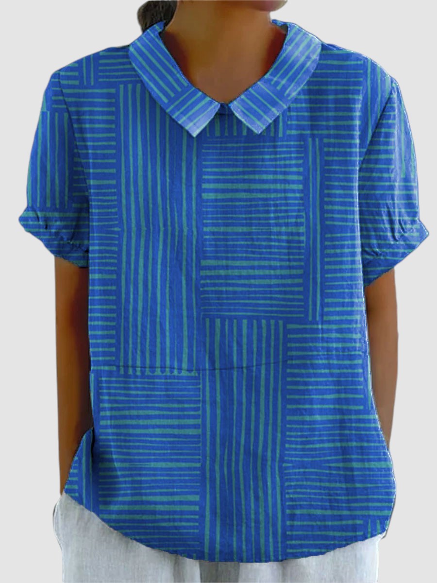 DEENAH | STRIPED GEOMETRIC T-SHIRT