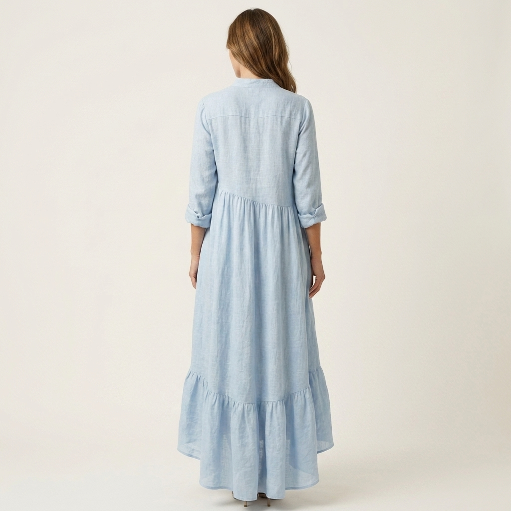 Women's Stand Collar Button-Front Maxi Dress - image 4