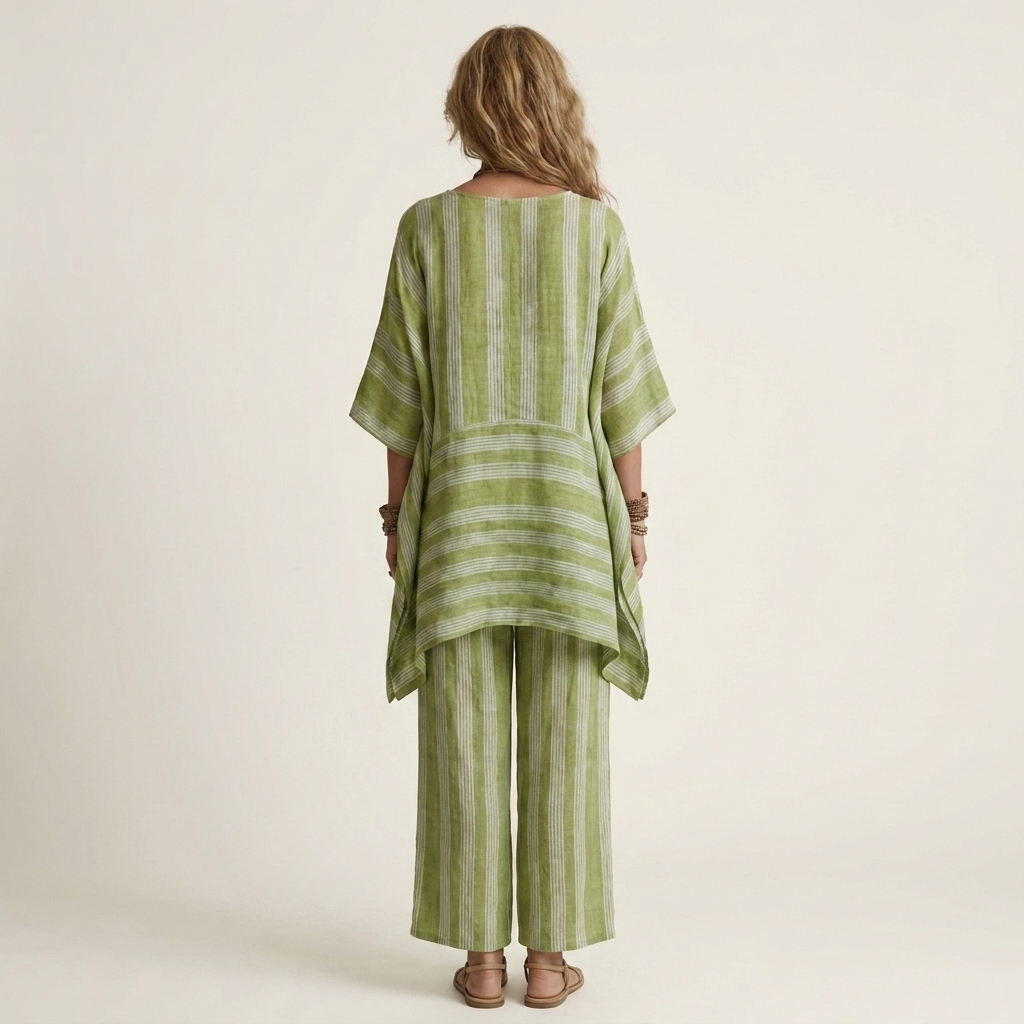 Alessia | Two-Piece Cotton-Linen Striped Set in 5 Colours