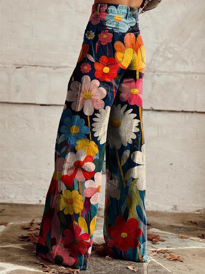 Women's Floral Wide-Leg Trousers in Multicolour - image 2