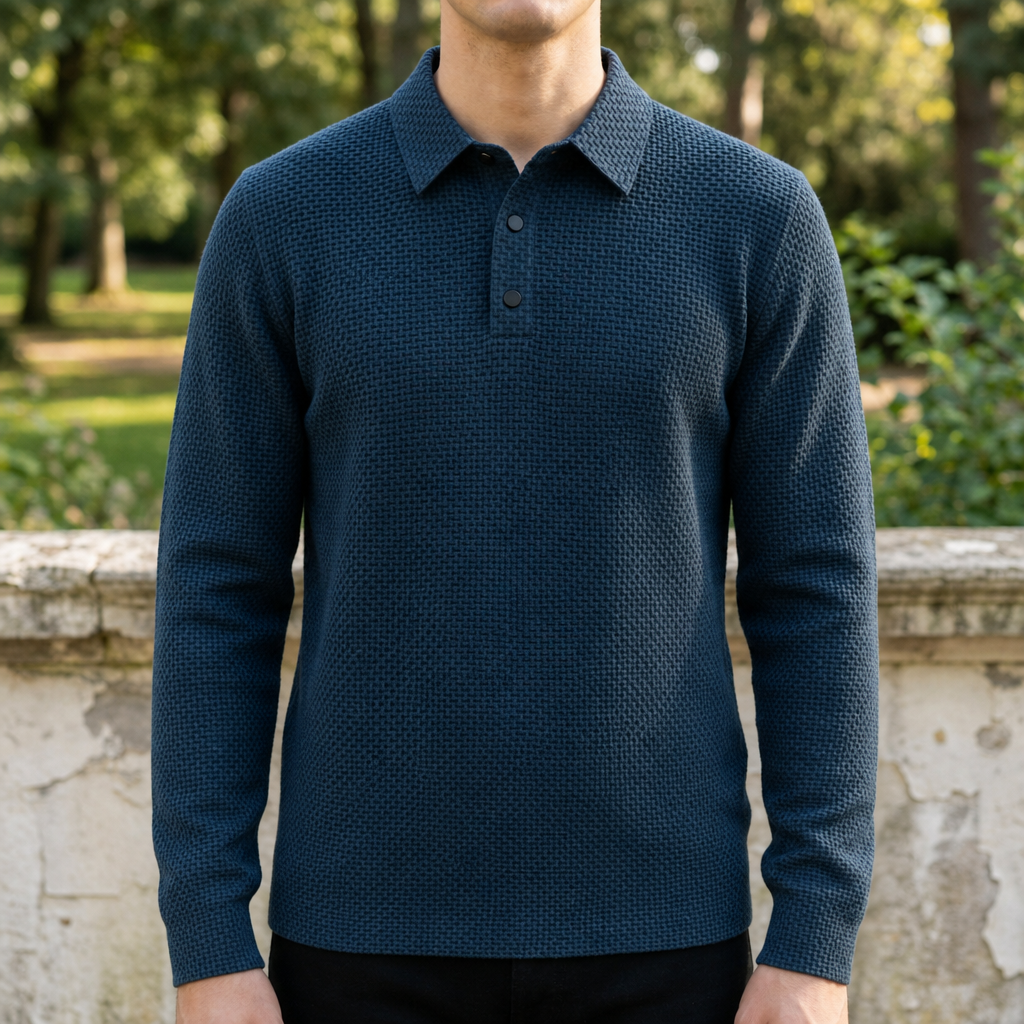 Men's Textured Knit Polo Shirt - image 1
