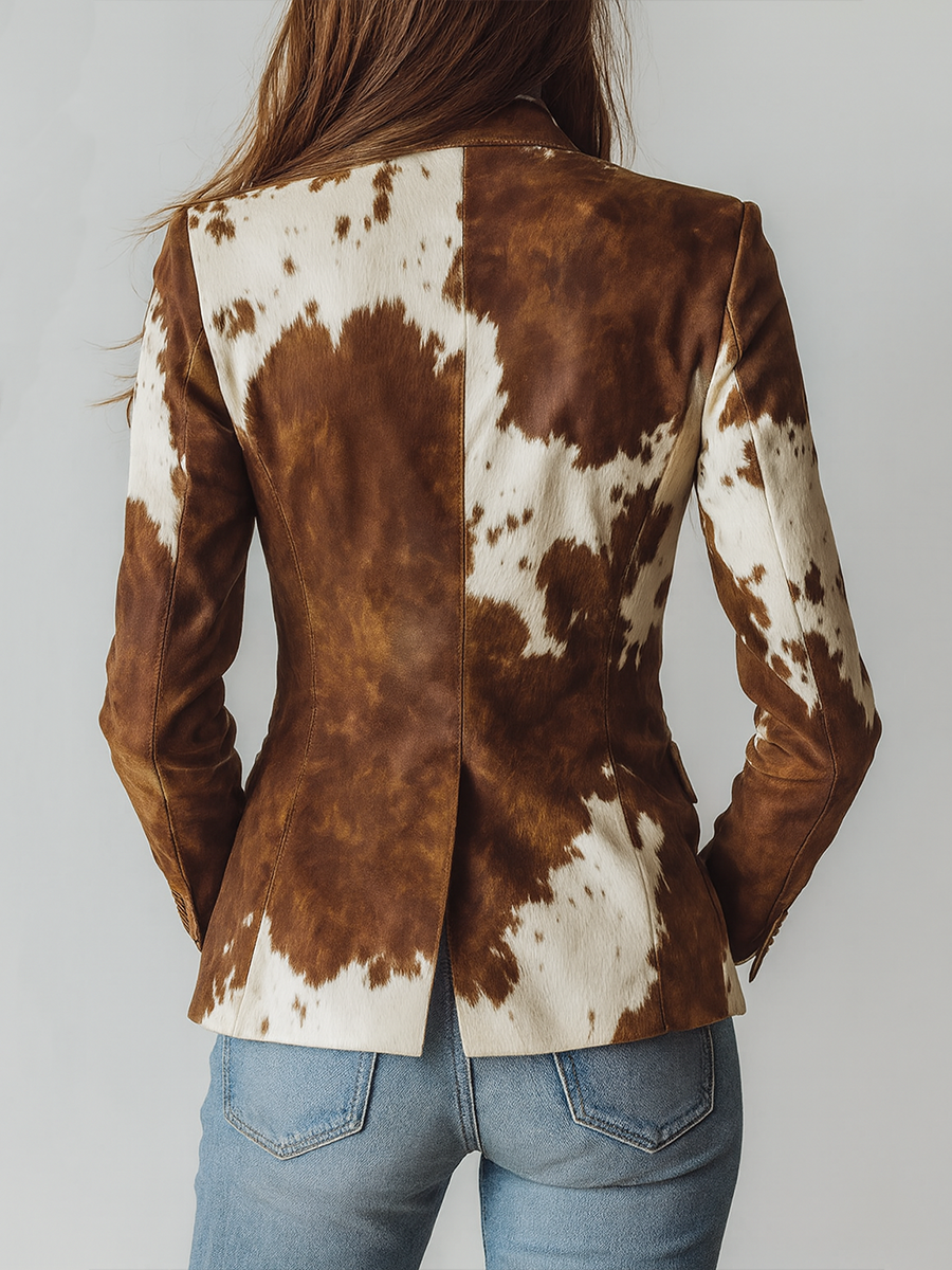 Agathe | Vintage Printed Cow Blazer Eco-Friendly