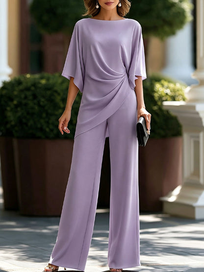 Gabriela | Draped Blouse and Wide Trousers Set