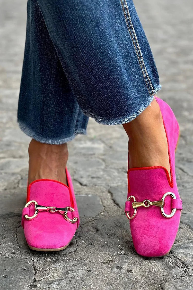 Women's Bright Colour Loafers with Metal Detail - image 1