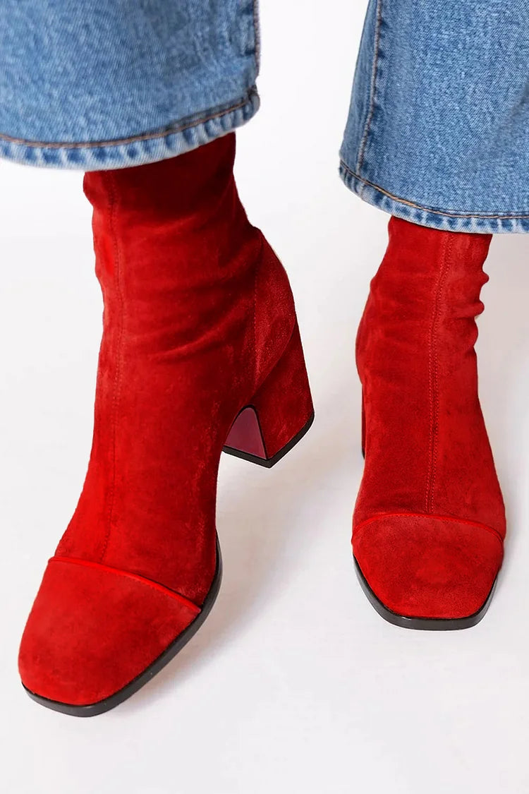 Women's Square Toe Ankle Boots with Block Heel - image 3