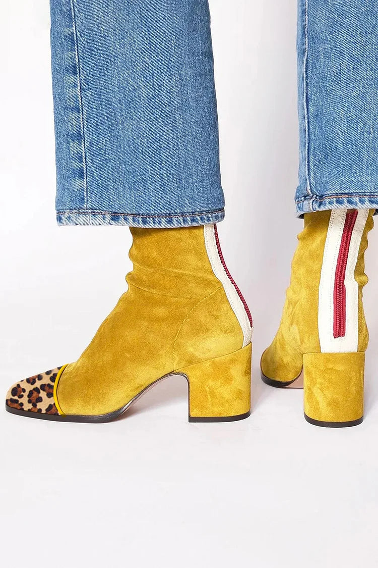 Women's Square Toe Ankle Boots with Block Heel - image 6