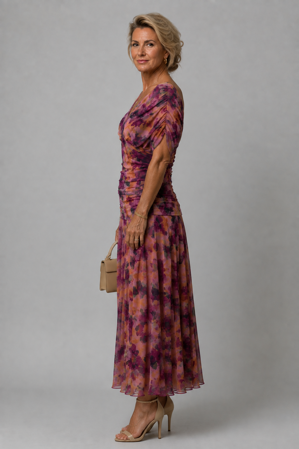 Ariane | Midi Dress with Draped Shoulders