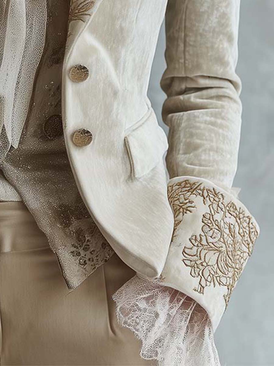 Constance | Ivory Blazer Tailored Embroidery