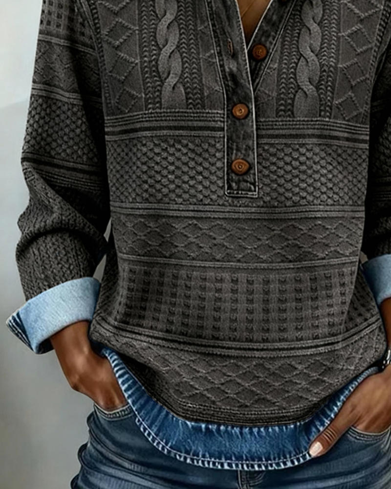 Women's Half-Button Sweatshirt with Polo Collar - image 7