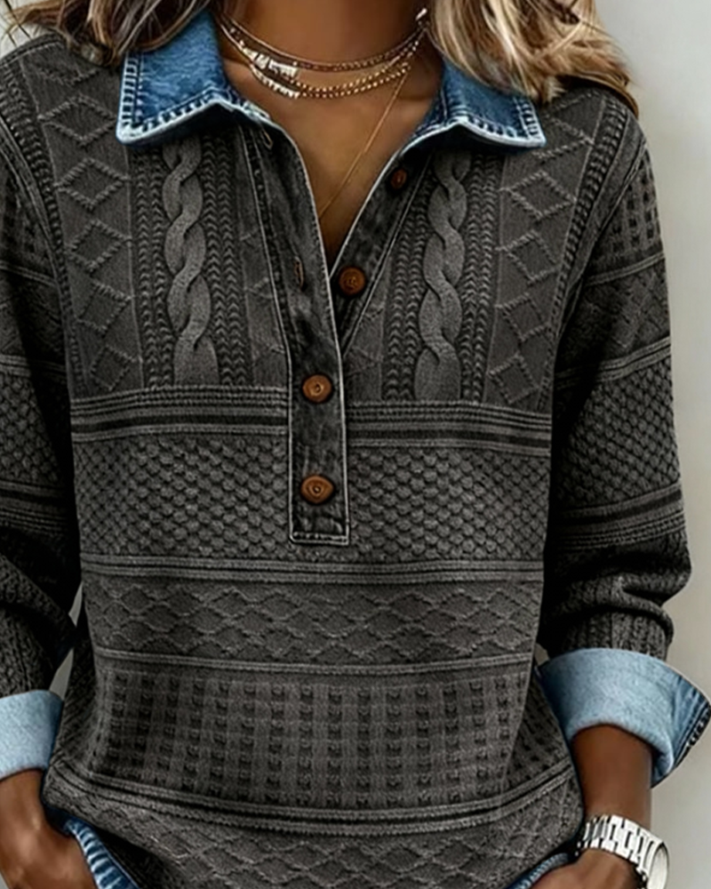 Women's Half-Button Sweatshirt with Polo Collar - image 6