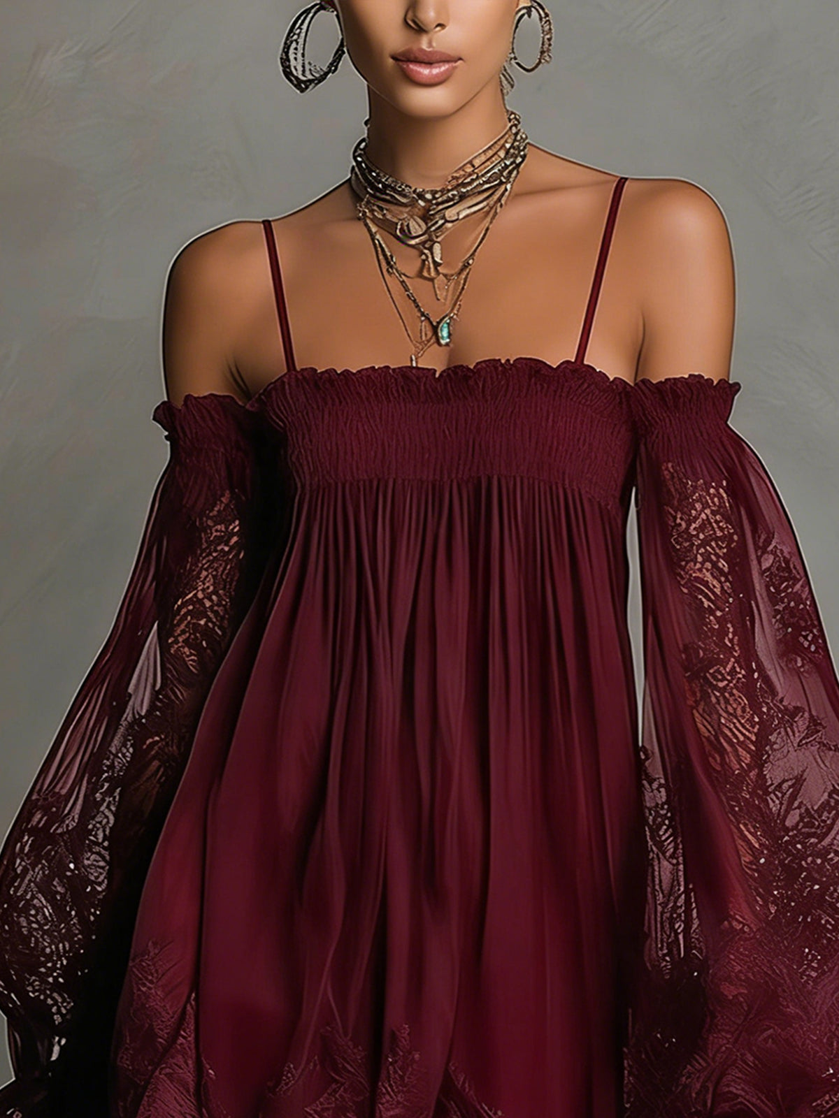Elara | Off-Shoulder Lace-Trim Mini Dress