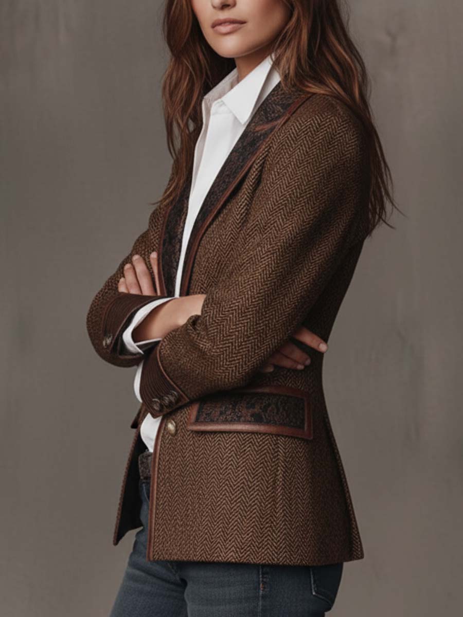 Gisèle | Blazer with Chevron Print Inserts