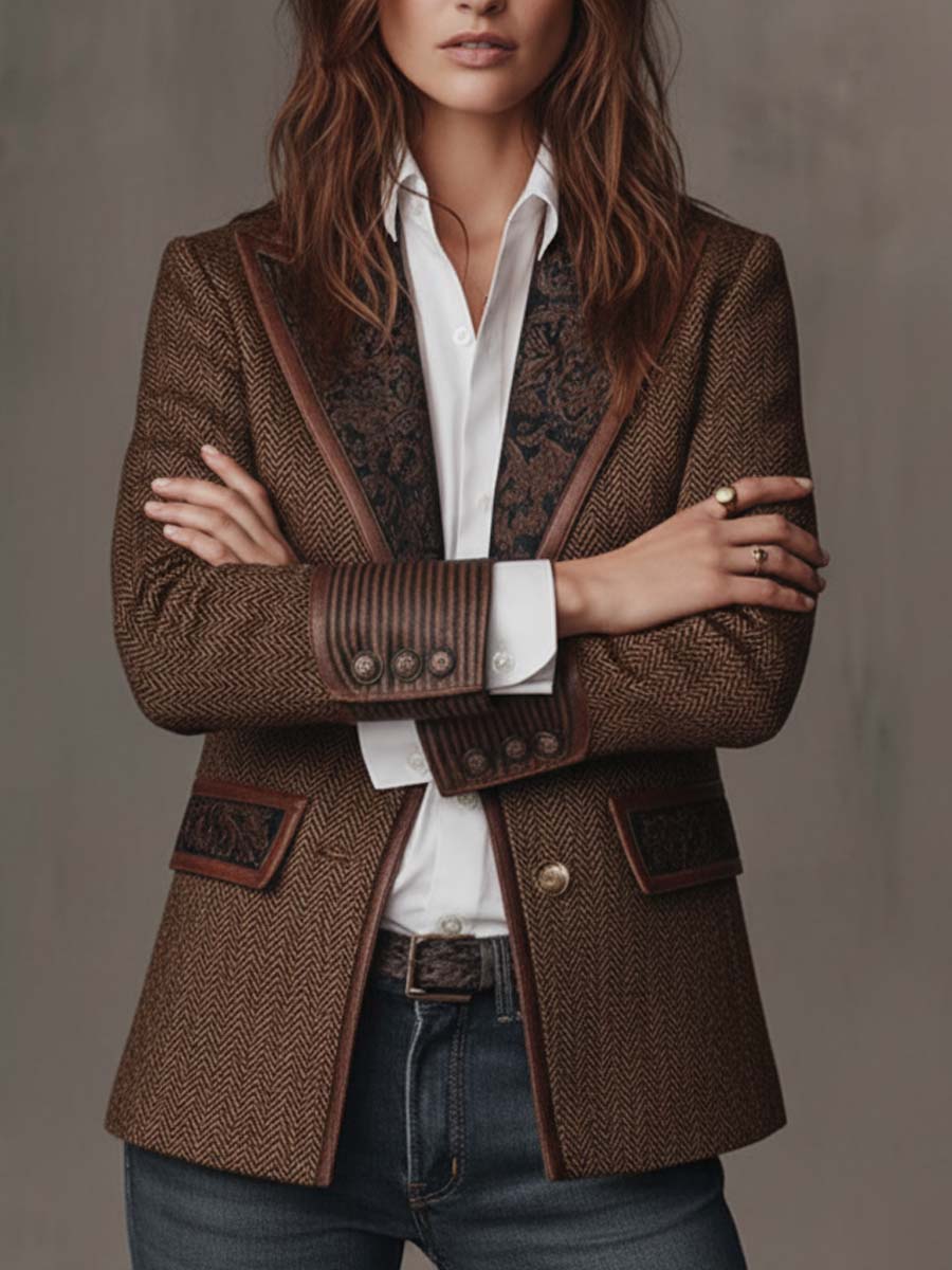 Gisèle | Blazer with Chevron Print Inserts