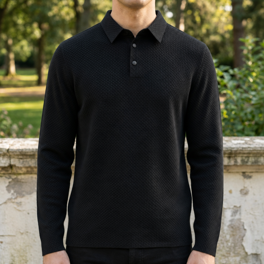 Men's Textured Knit Polo Shirt - image 2