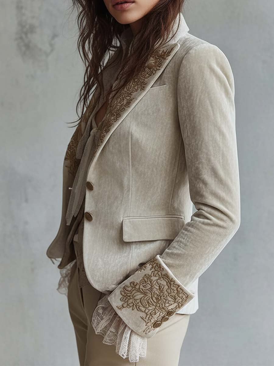 Women's Ivory Embroidered Tailored Blazer - image 2