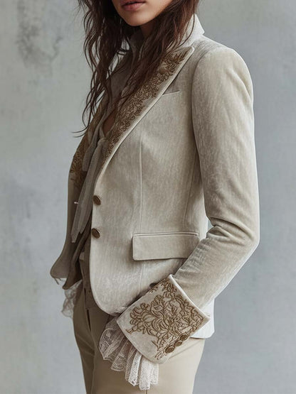 Women's Ivory Embroidered Tailored Blazer - image 2