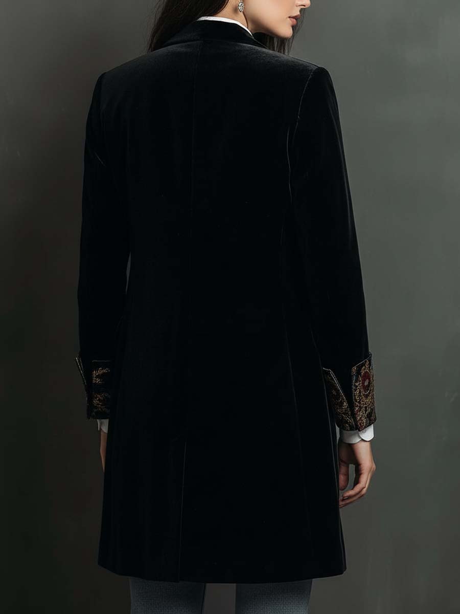 Léontine | Fitted Baroque Print Black Blazer