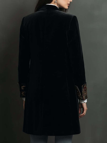 Léontine | Fitted Baroque Print Black Blazer