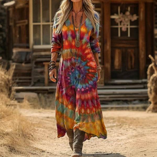 Priscilla | Free-Spirited Swirl-Print Maxi Dress