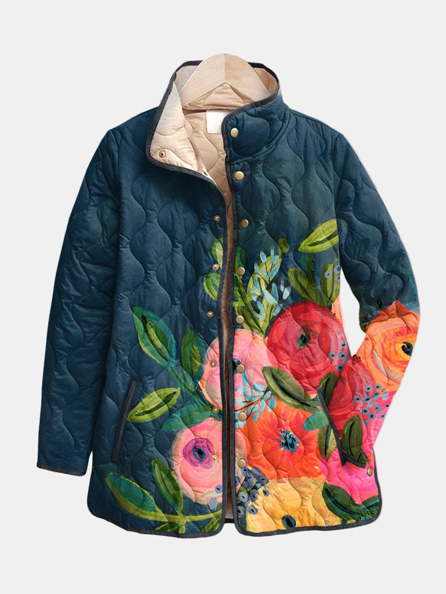 Women's Vintage Floral Print Quilted Jacket - image 1