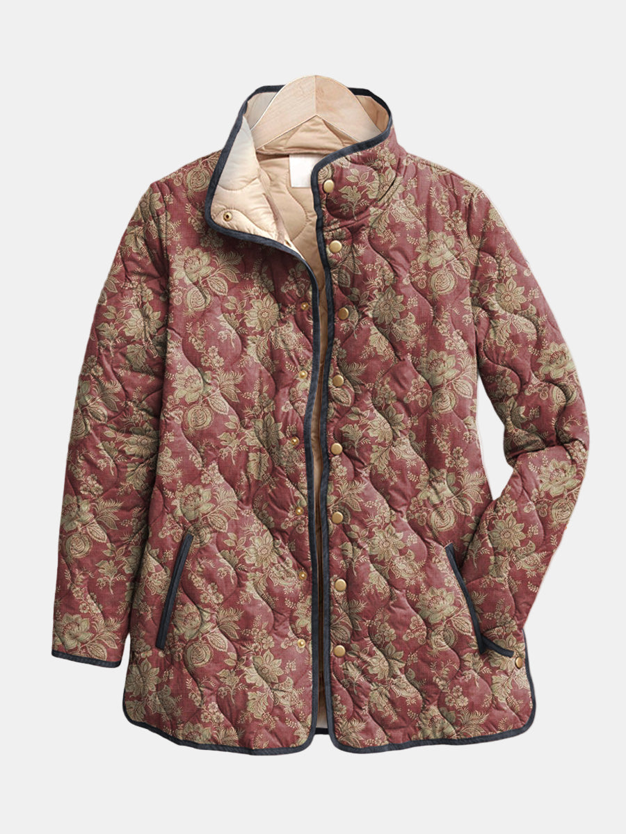 DELACROIX | Quilted Damask Plum Jacket Sophie