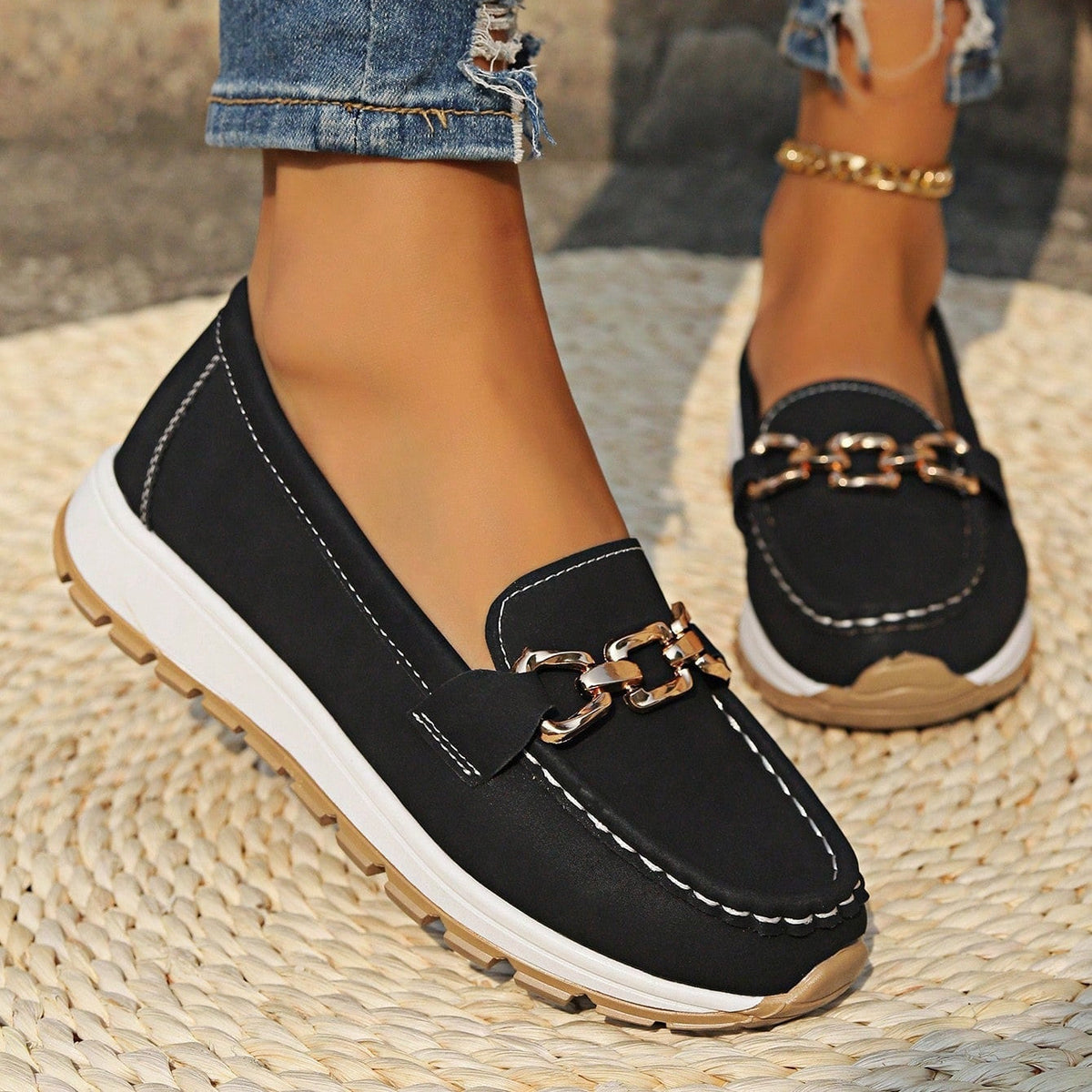 ELLA - Buckle Flat Wedge Loafers