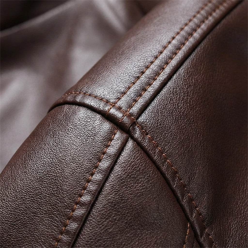 Men's Leather Look Jacket with Lapel Collar - image 5