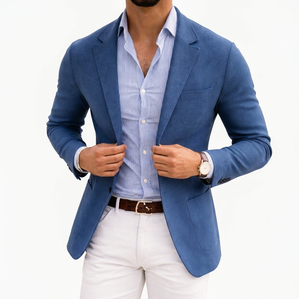 Men's Knit Blazer with Notch Lapel - image 1