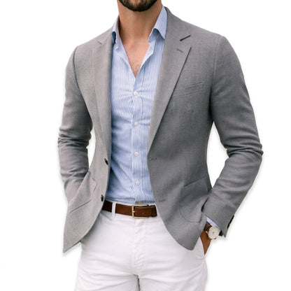 Men's Knit Blazer with Notch Lapel - image 2