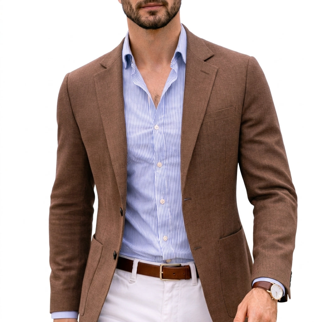 Men's Knit Blazer with Notch Lapel - image 5