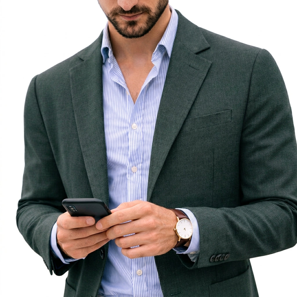 Men's Knit Blazer with Notch Lapel - image 6