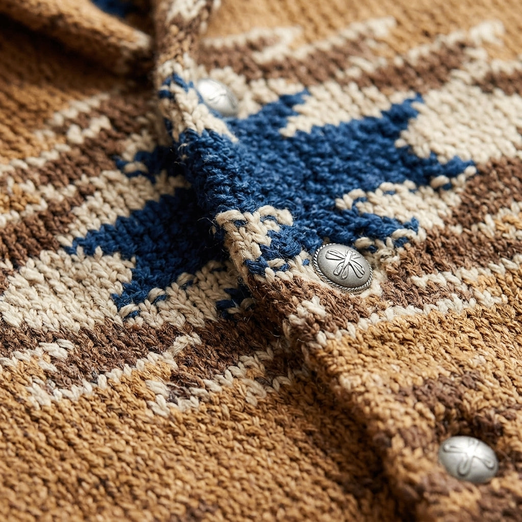 Men's Brown Jacquard Cardigan - image 2