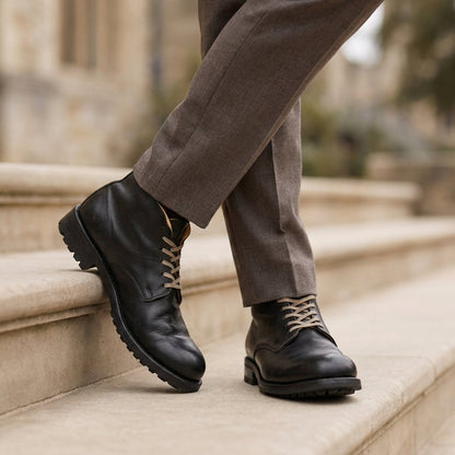 Men's Classic Lace-Up Boots in Leather Look - image 1