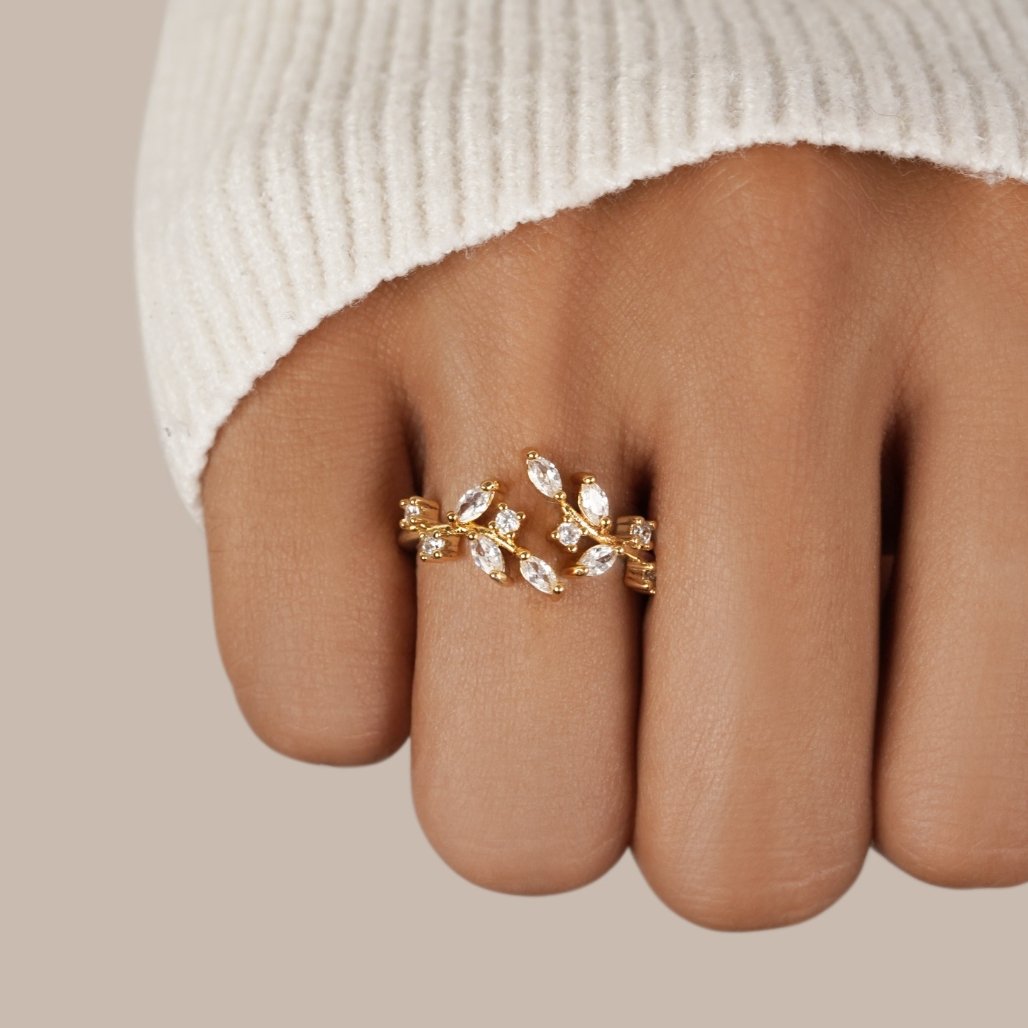 Women's Gold-Tone Crystal Vine Ring - image 2