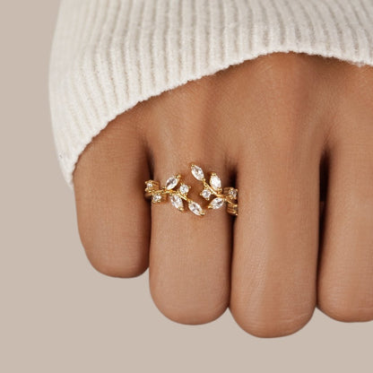Women's Gold-Tone Crystal Vine Ring - image 2