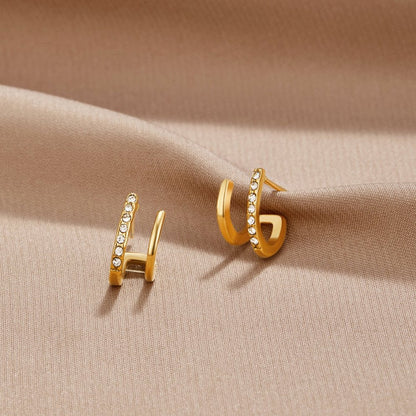 Women's Gold-Tone Crystal Claw Earrings - image 1