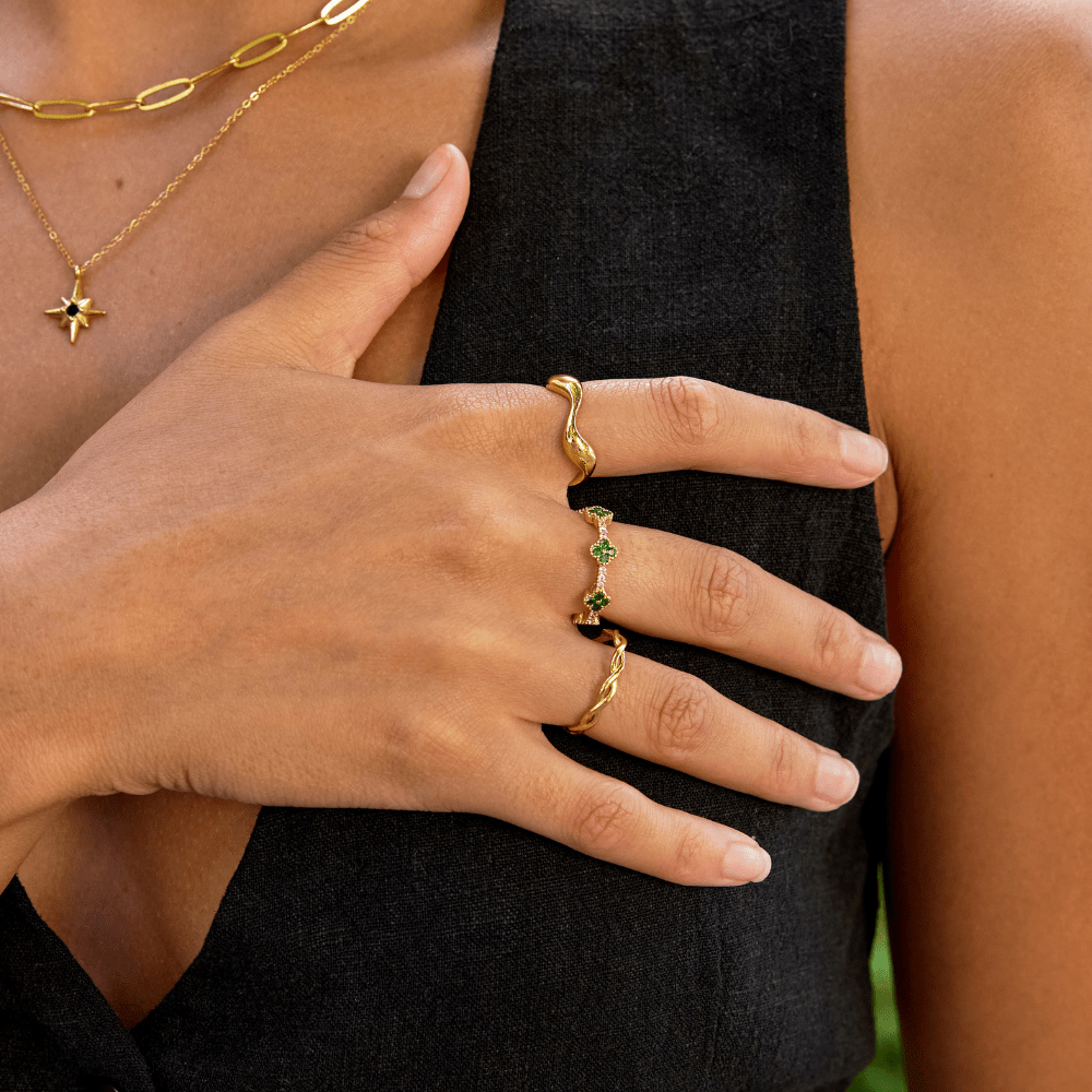 Women's Gold-Tone Wave Ring - image 3